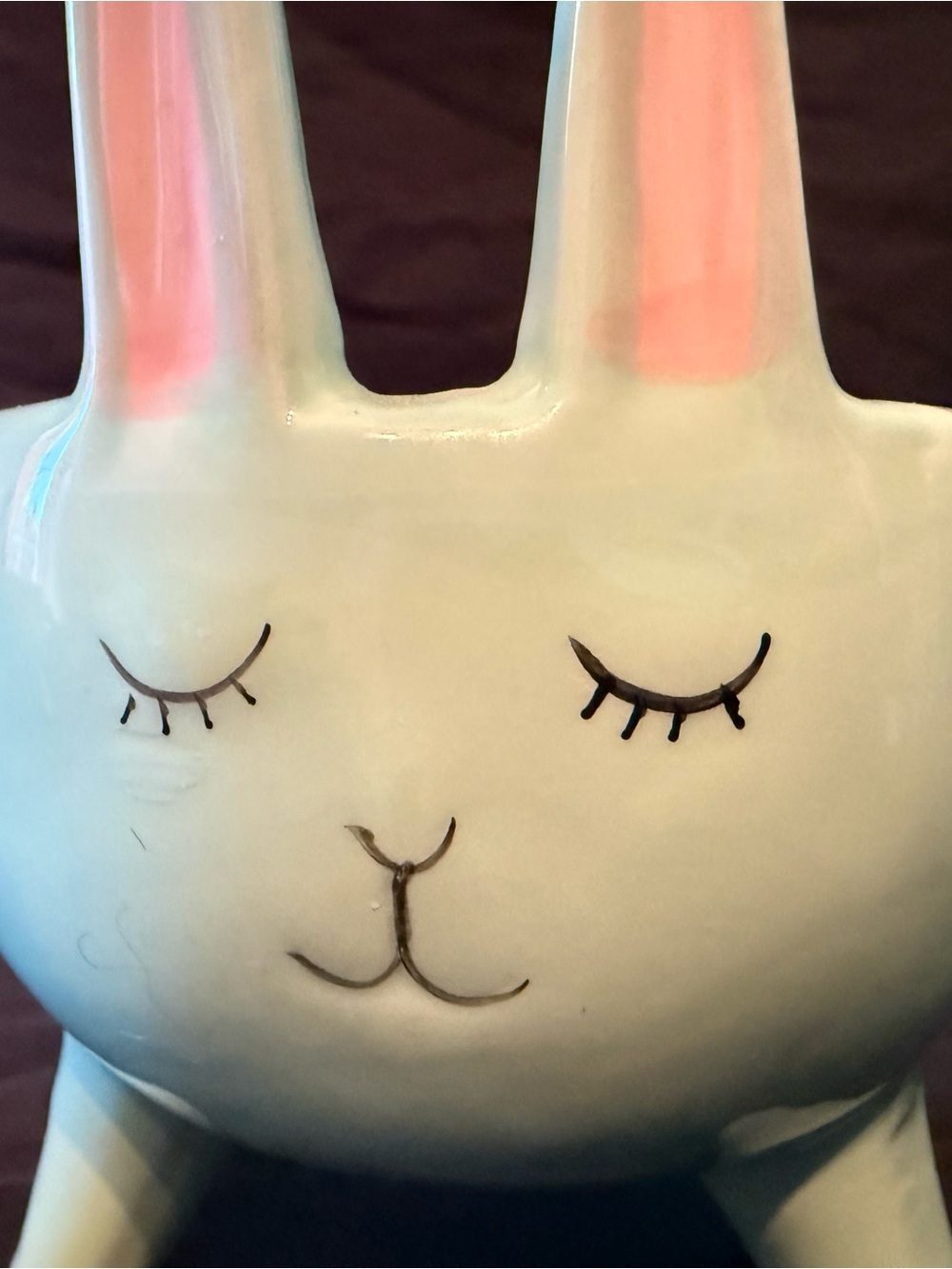 Pair of Green Ceramic Bunny Planters - Picture 3 of 4